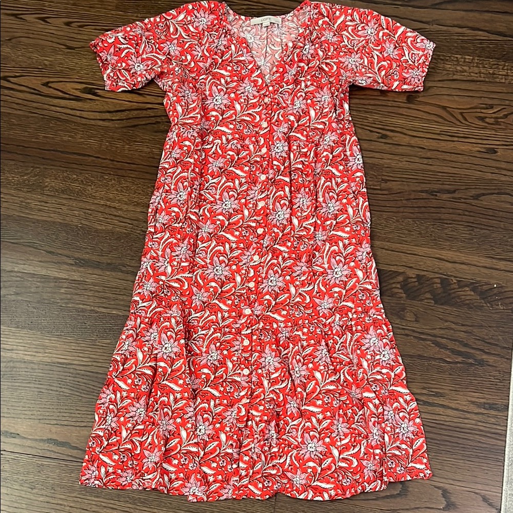 Floral Red and Pink Loft Dress